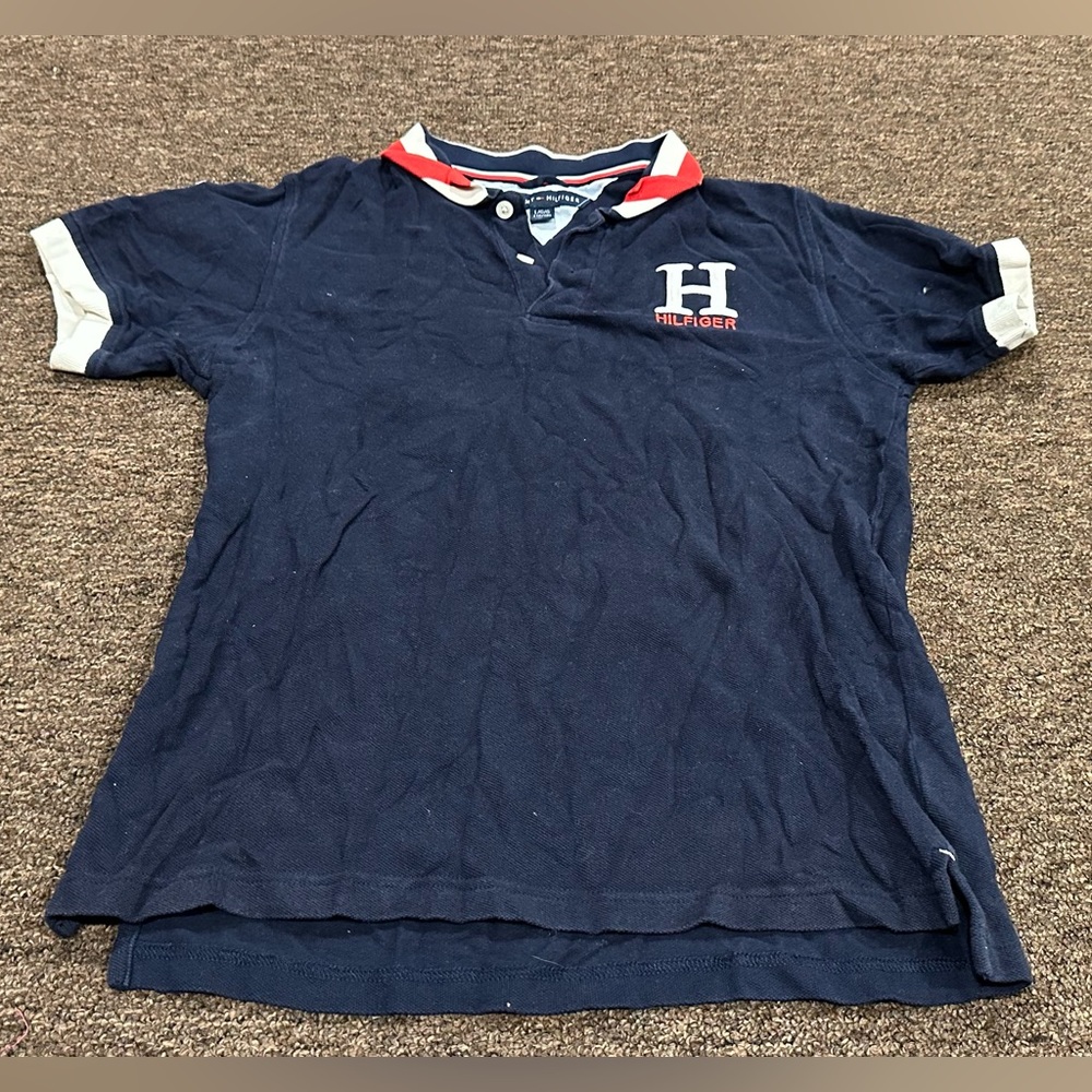 EUC! Tommy Hilfiger L Boys 16-18 Navy Polo Shirt #8